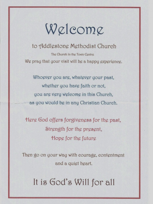 Addlestone methodist church worship