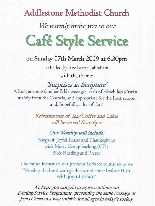 Cafe Style Evening Service - March 2019